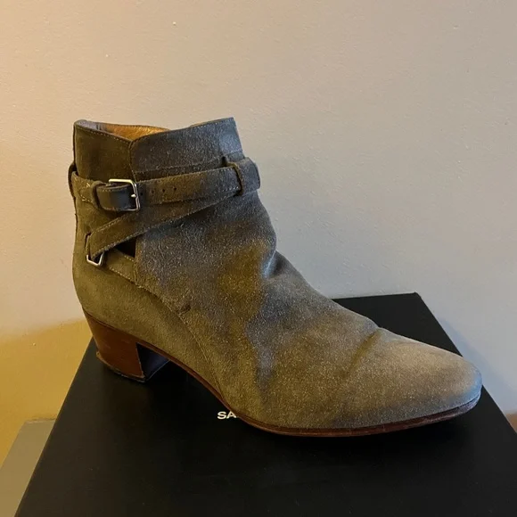 YSL Saint Laurent Blake Jodhpur Suede Bootie in Kaki Beige Suede 41.5 US 10.5🔥🔥🔥 - Picture 1 of 14